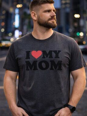 I Love My Mom T-Shirt XL Charcoal Heather – New